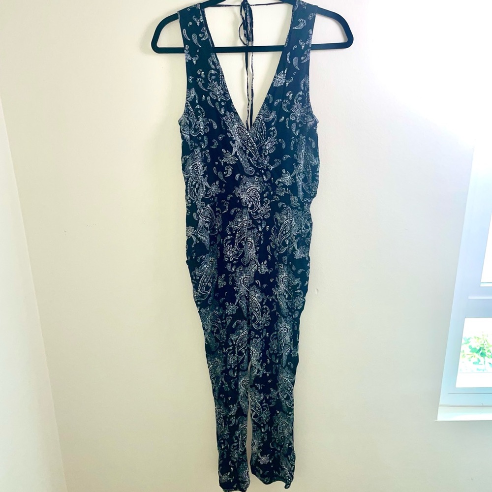 SOLD Black and White Patterned Jumpsuit romper | Paisley | Size Medium